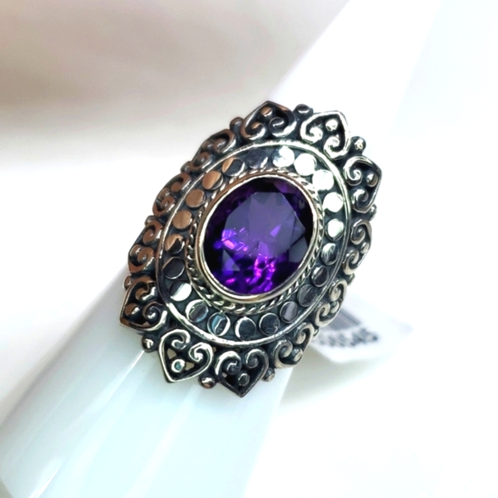 BALI LEGACY Amethyst Ring in Sterling Silver 7 NWT